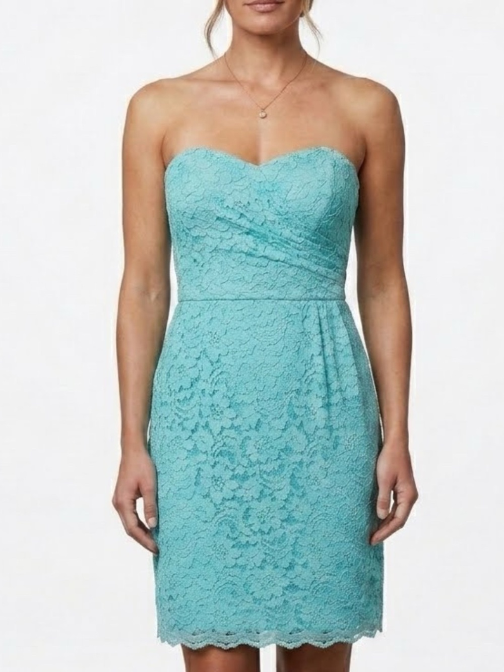 David's Bridal Short Sweetheart Neckline Lace Bridesmaid Dress Sz 10 Homecoming